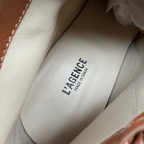 NEW L'AGENCE Jeanne II Pointed Toe Boots Bootie Luggage Brown Leather Side Zip - Picture 9 of 9